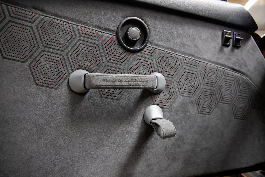 Grey Alcantara and Red Perforations